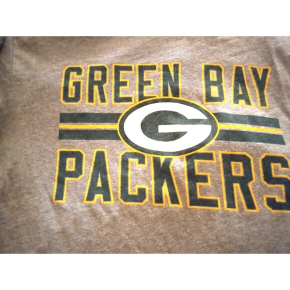 Green Bay Packers Football Men's Size L Grey Stripe Thru Tee Shirt - Picture 3 of 6